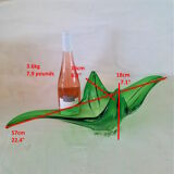 Midcentury green glass centerpiece