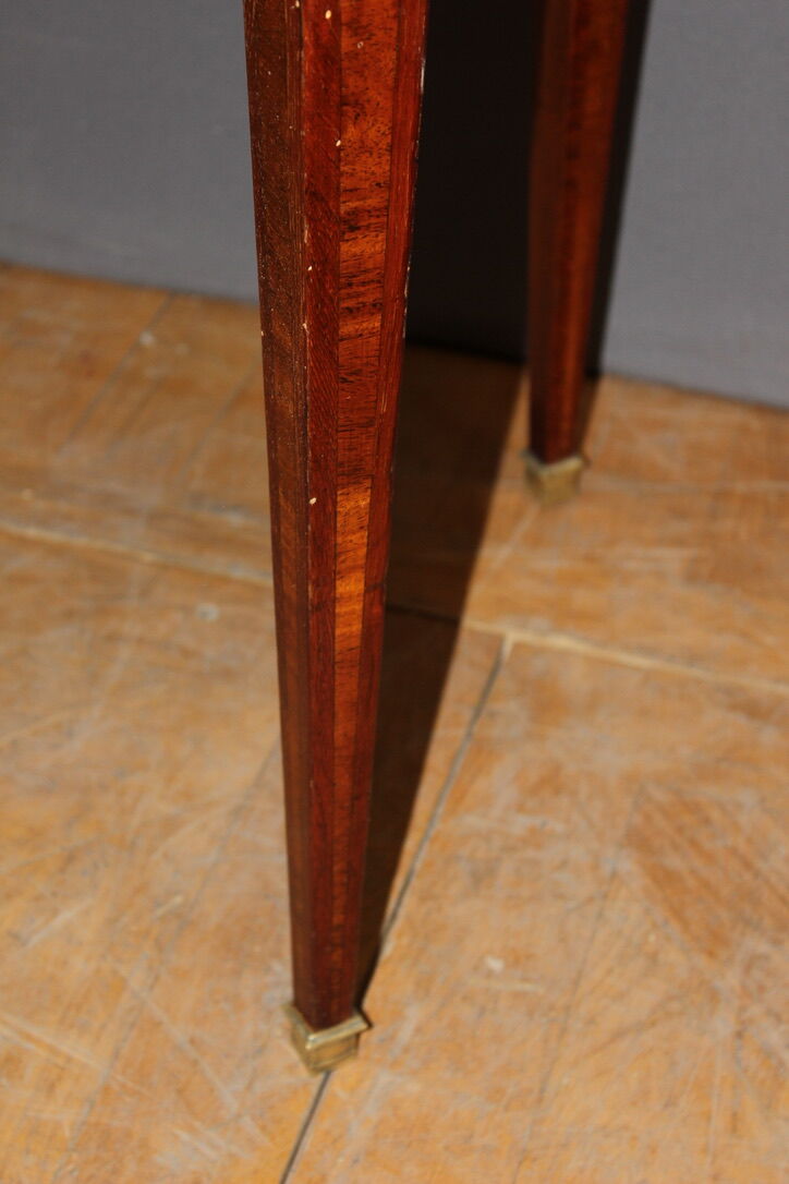 Louis xvi style hot water bottle table in marquetry around 1900