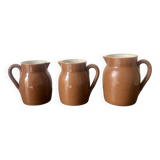Set of 3 glazed stoneware jugs