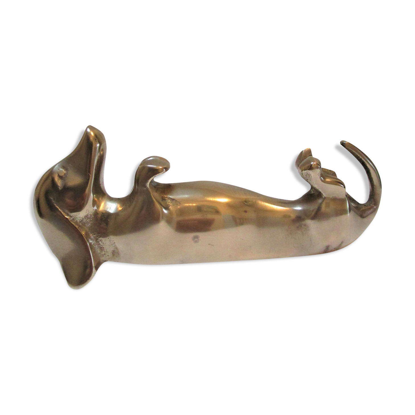 Dachshund solid brass vintage zoomorphic paperweight 60s-70s