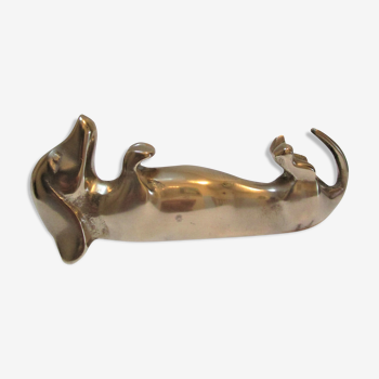 Dachshund solid brass vintage zoomorphic paperweight 60s-70s