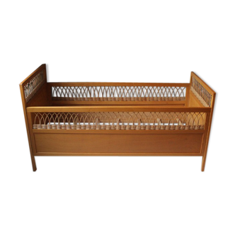 Bed for children from 0 to 3 years wood and rattan vintage