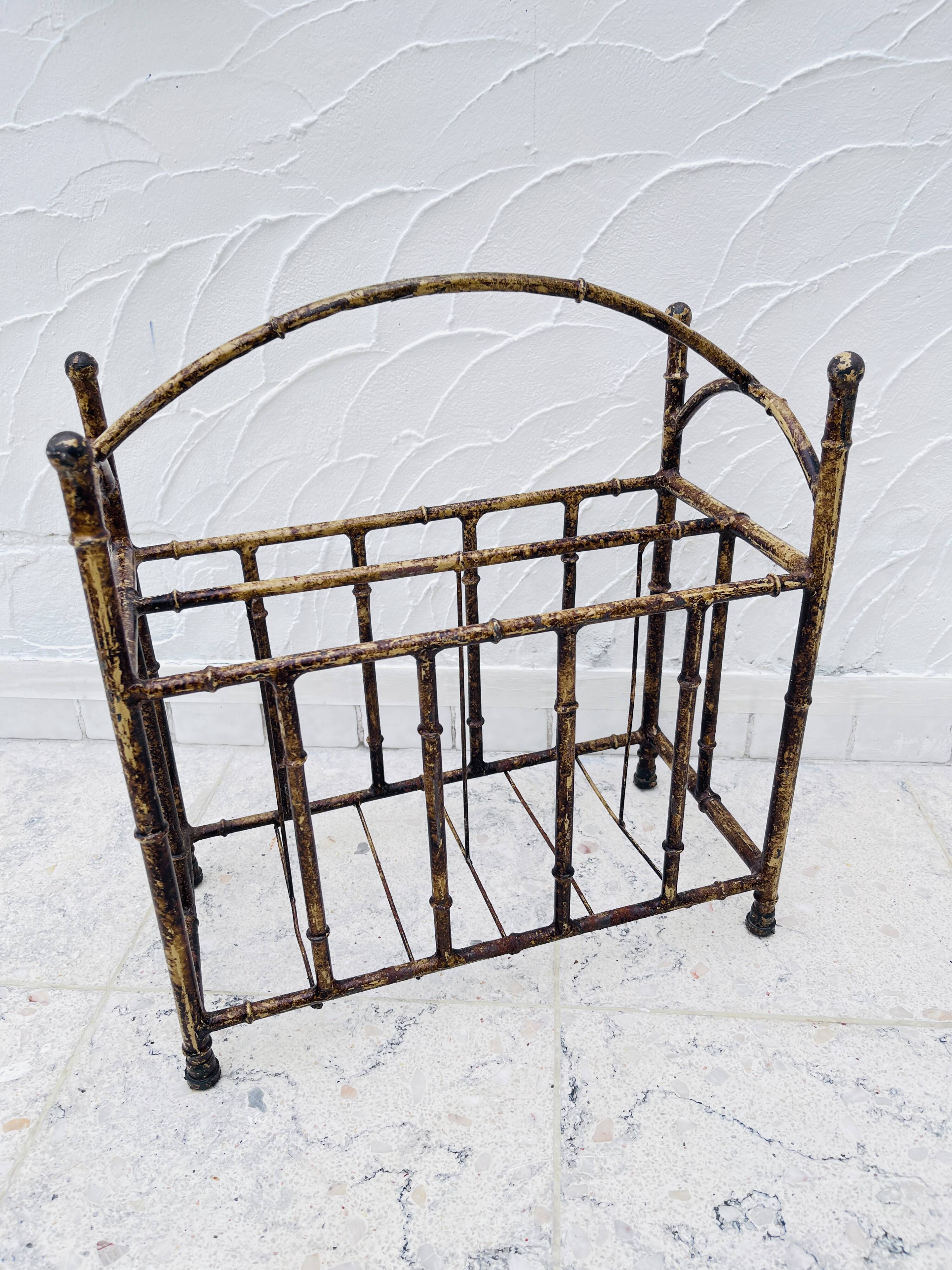 Art deco metal magazine rack