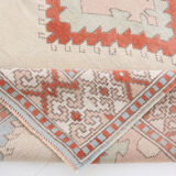 4x6 blue and beige handmade oushak rug