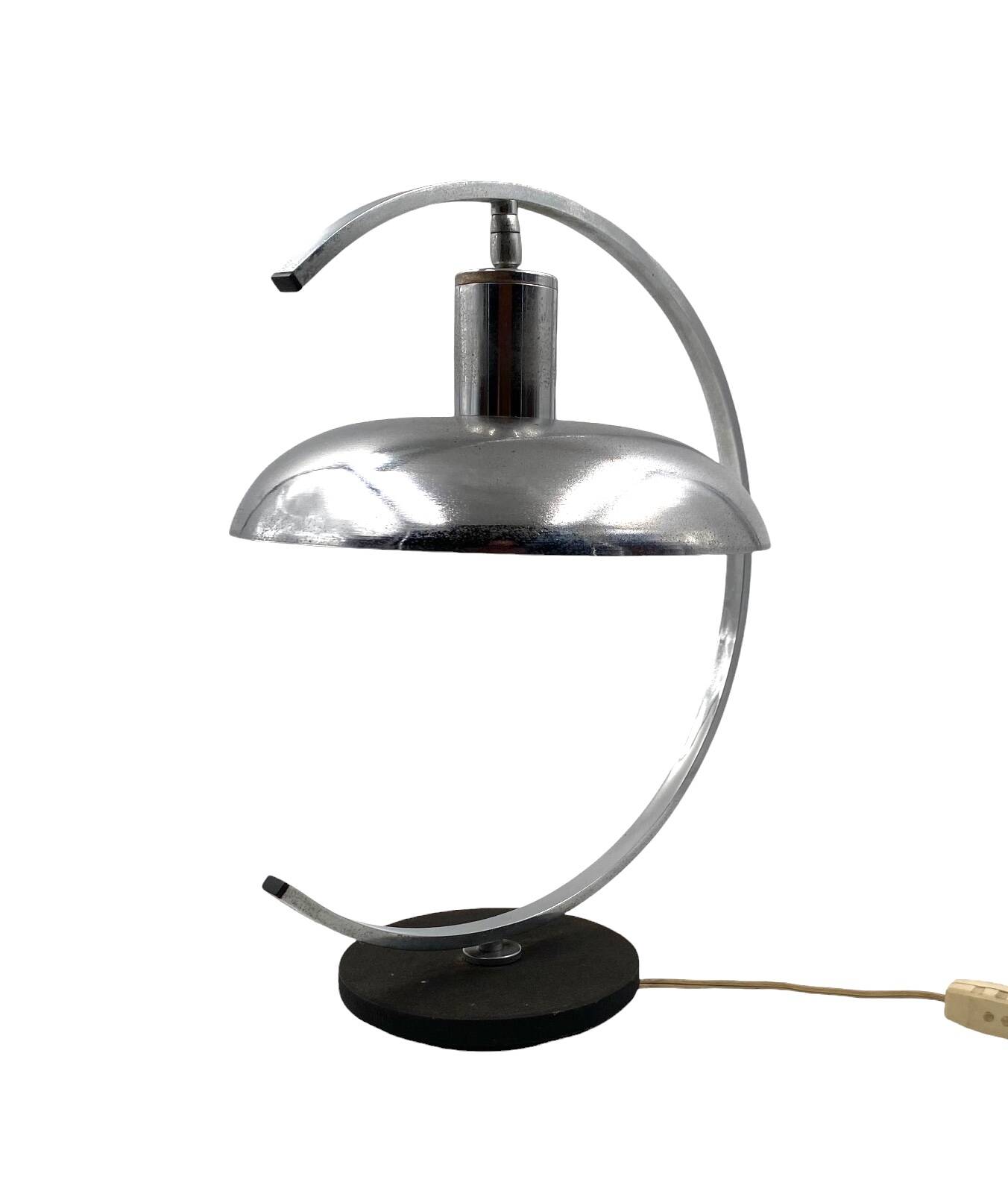 Mid-century modern chromed Table lamp, in the manner of Mariano Fortuny Italy, 1970s