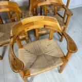 1970s Set of 6 Vintage Pine Dining Armchairs by Rainer Daumiller