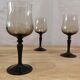 11 vintage black foot smoked twisted water glasses