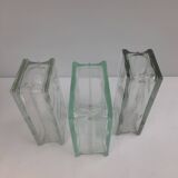 3 vintage glass brick vases