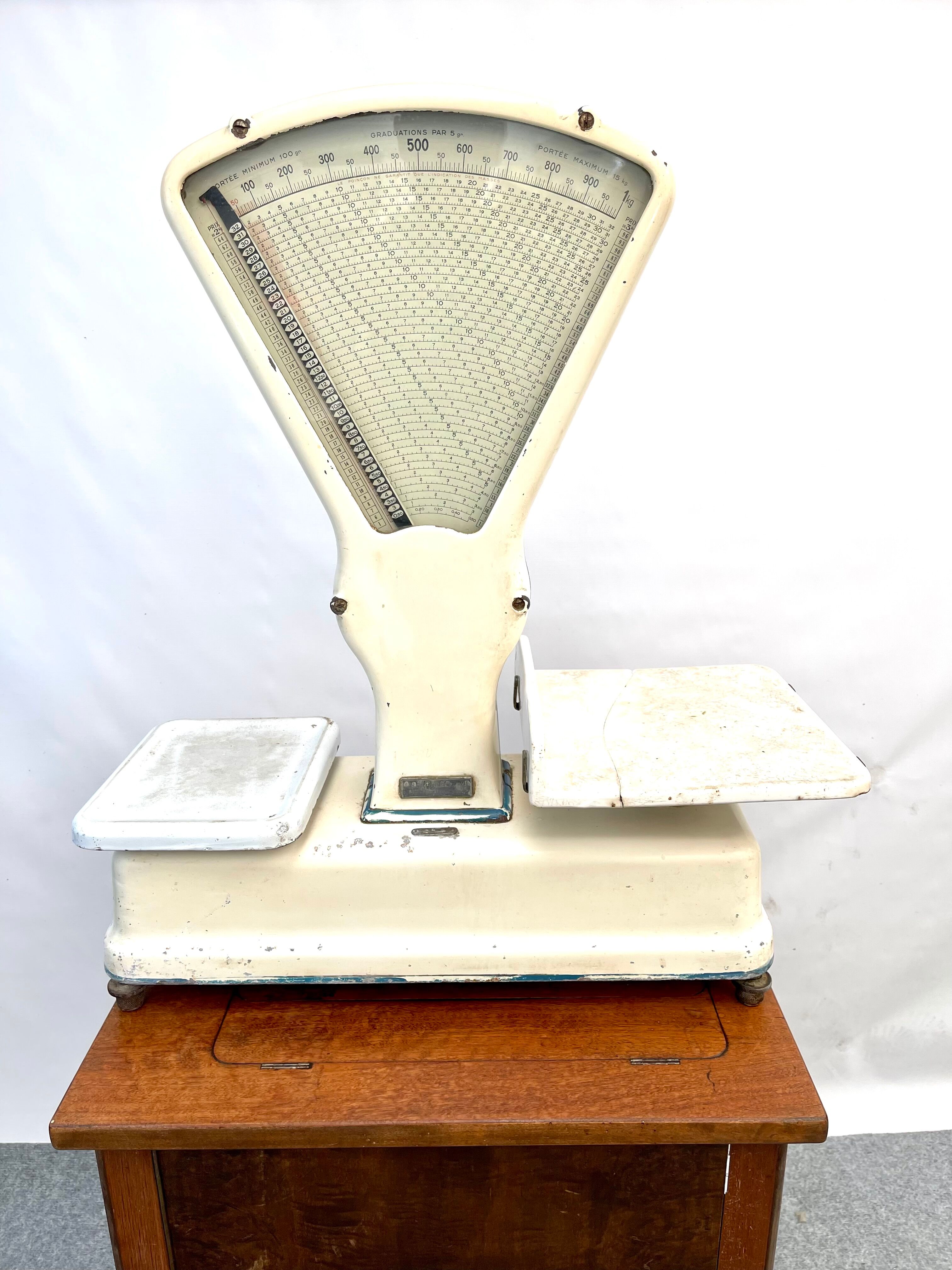 Antique double-sided scale grocery counter