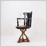 Chaise de paquebot en chêne teinté noir du 19e siècle