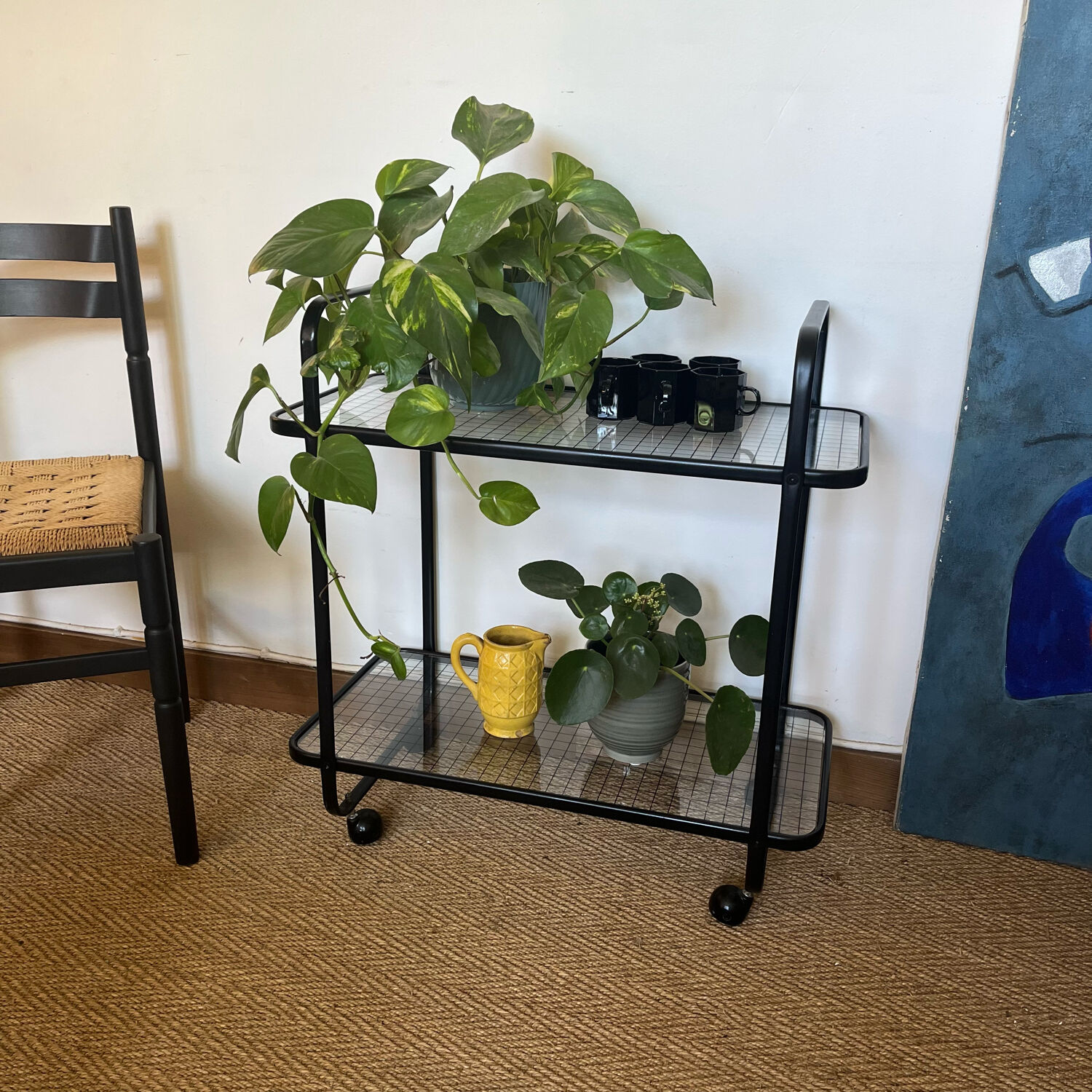 Serving with vintage metal and glass wheels