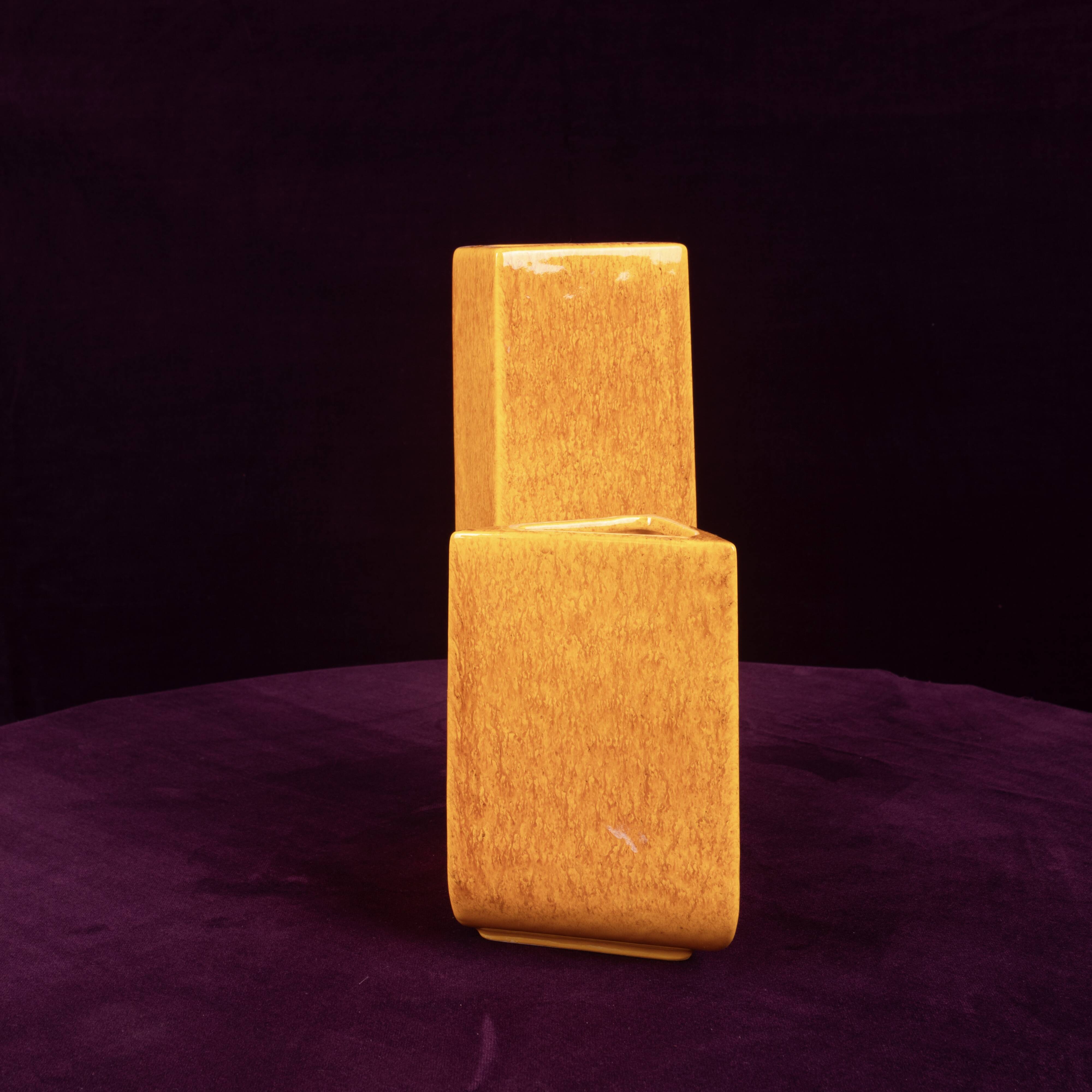 Sculptural Amber Ceramic Space Age Vase, Italy 1970