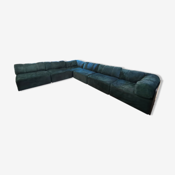 Canapé modulable vintage en daim