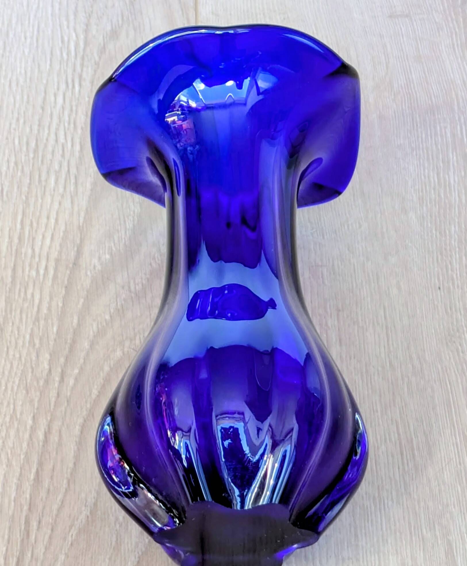 Large Cobalt Blue Art Glass Vase - Murano Work - Italy 1960