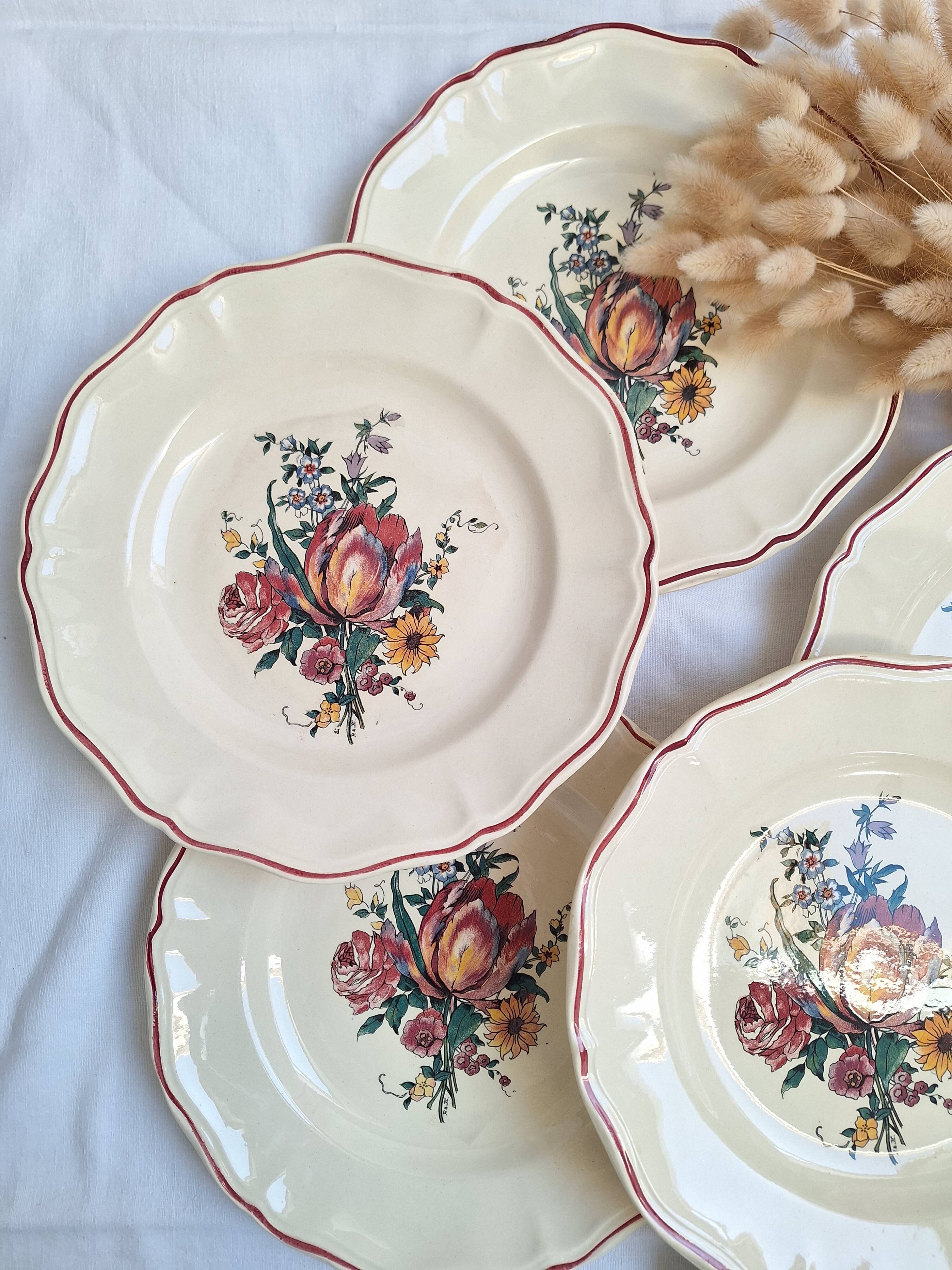 Assiettes plates Digoin Sarreguemines Modèle Lorraine