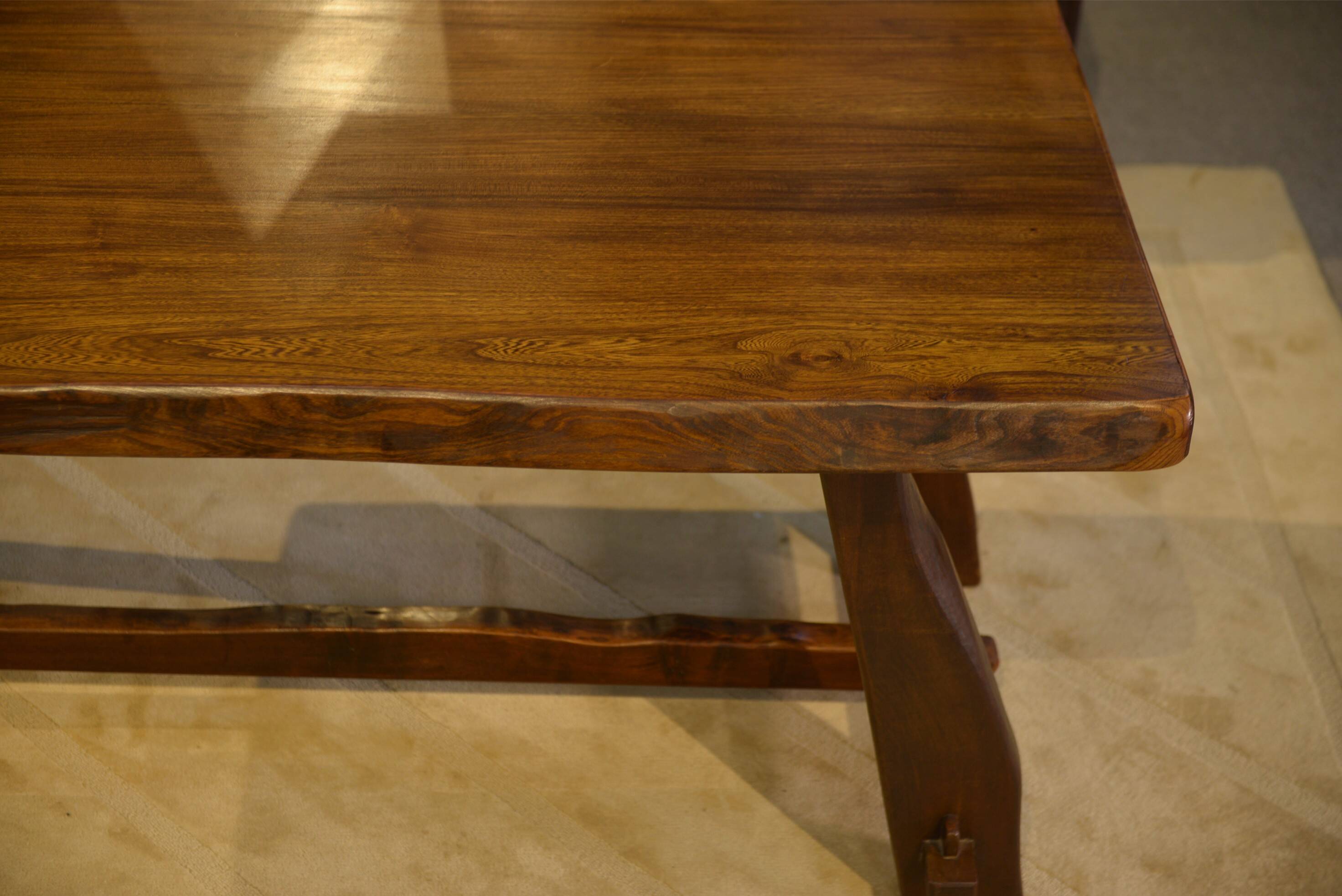 Brutalist table in elm by Aranjou 1950s