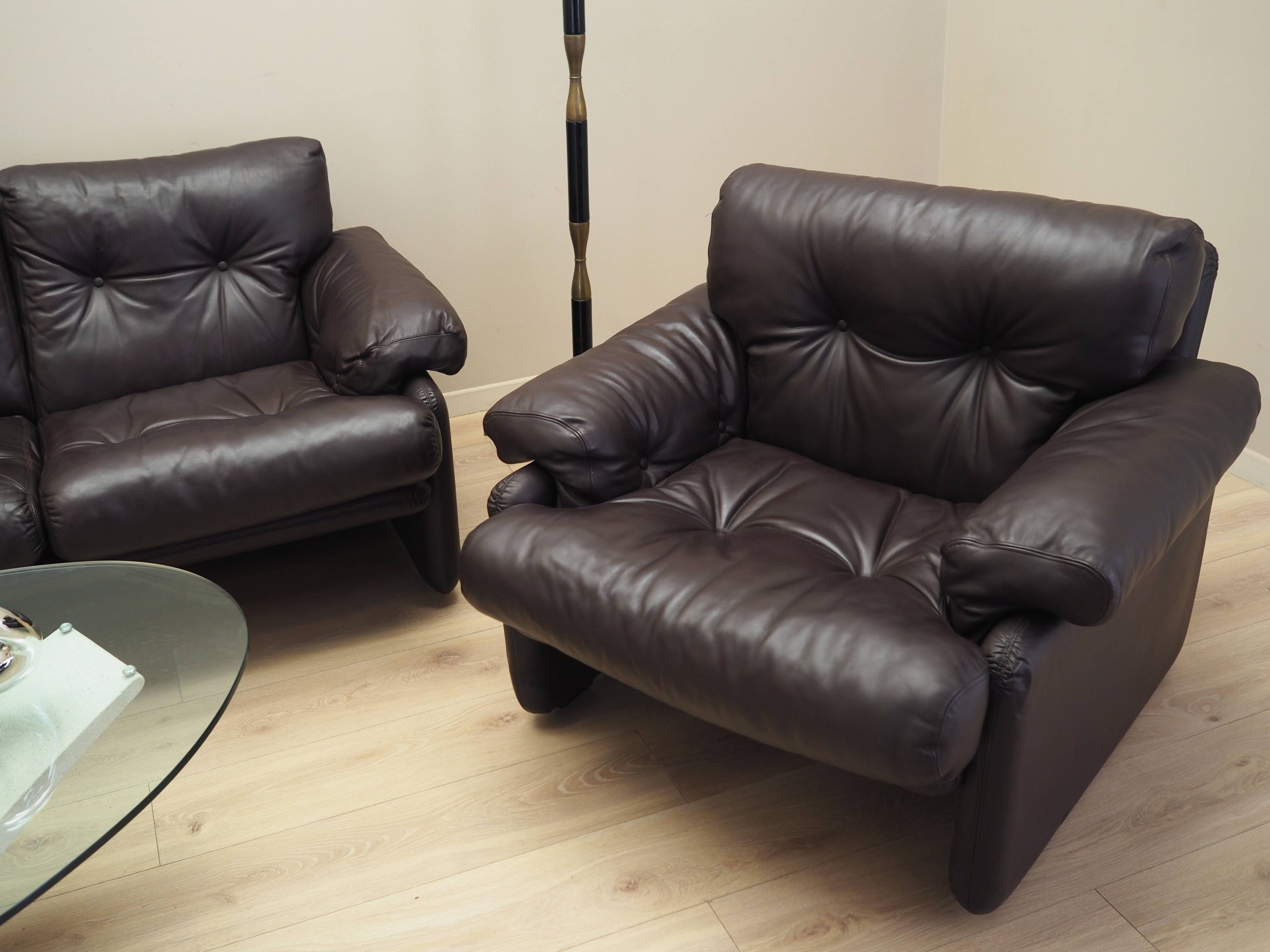 Leather living room set, Italian design, 60s, manufacturer: B&B Italia, designer: Tobia Scarpa