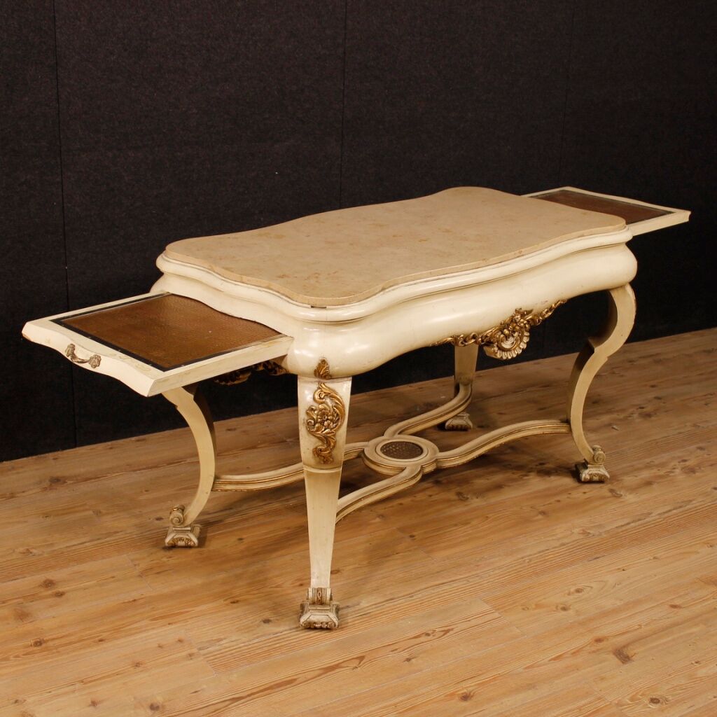 Dutch lacquered and gilded table with marble top