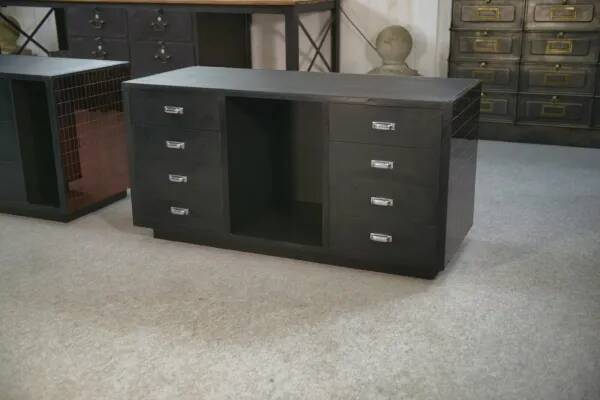 Set of 2 smoked mirrored dressing tables/jewelry counters with drawers 1970s