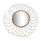 Rattan flower rattan mirror in the 60s