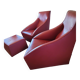 Doda Molteni leather armchairs and pouf