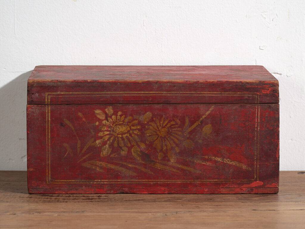 Small ancient garnet red chest (c.1900) #43