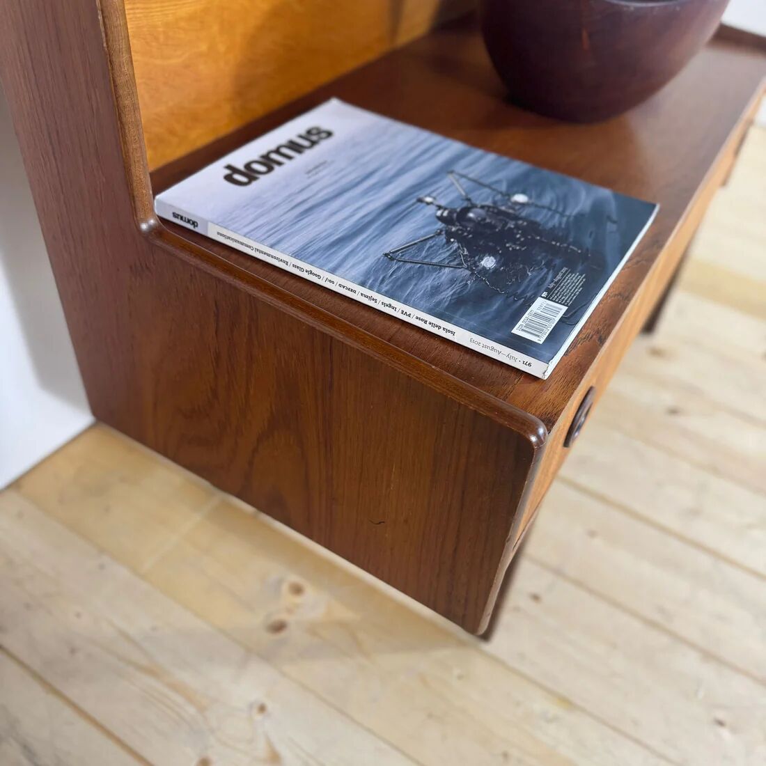 Vintage teak bookcase with glass doors – Scandinavian mid-century elegance