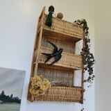 Rattan and braided wicker shelf