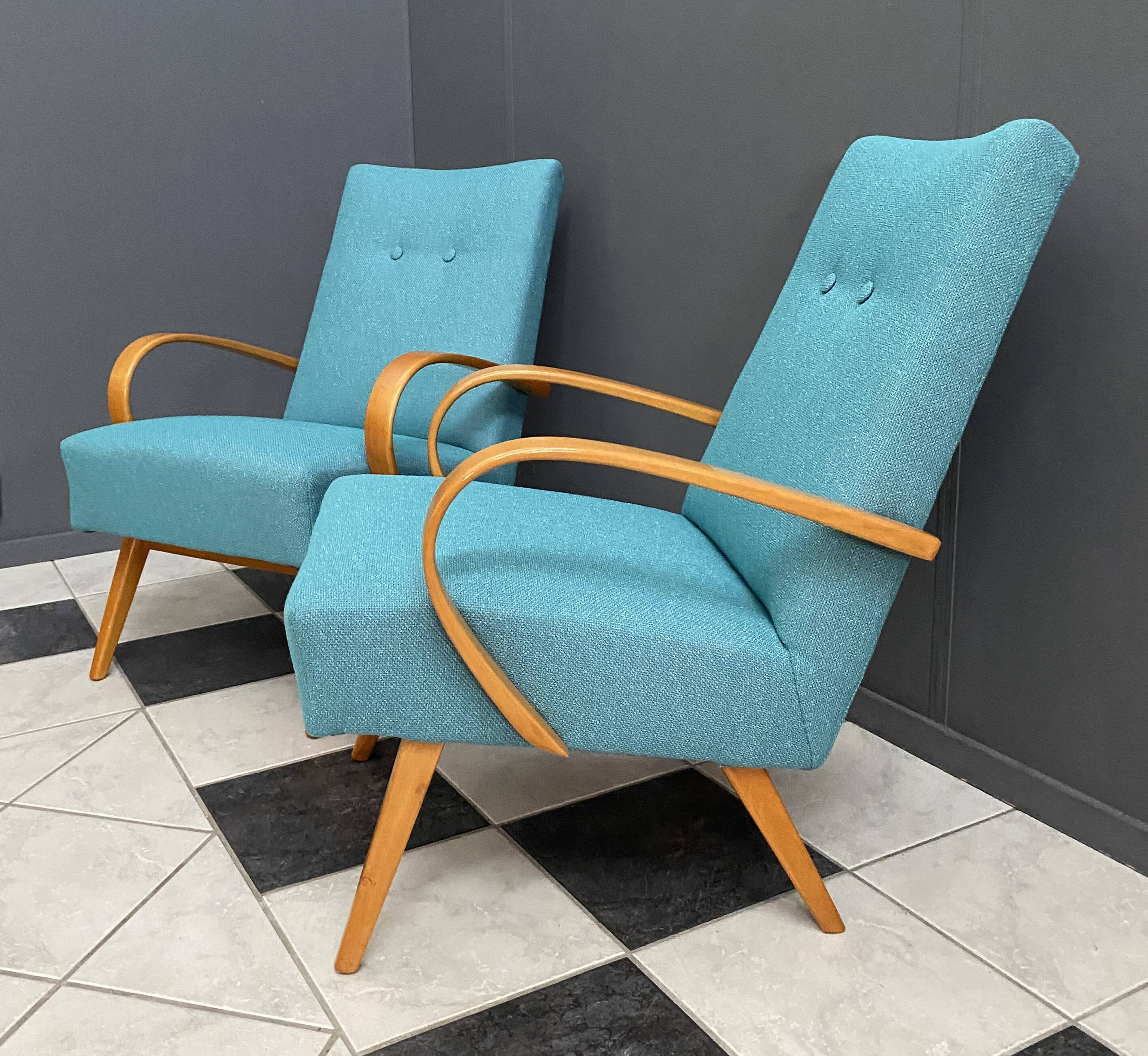 Pair Smidek chairs 1960s reupholstered