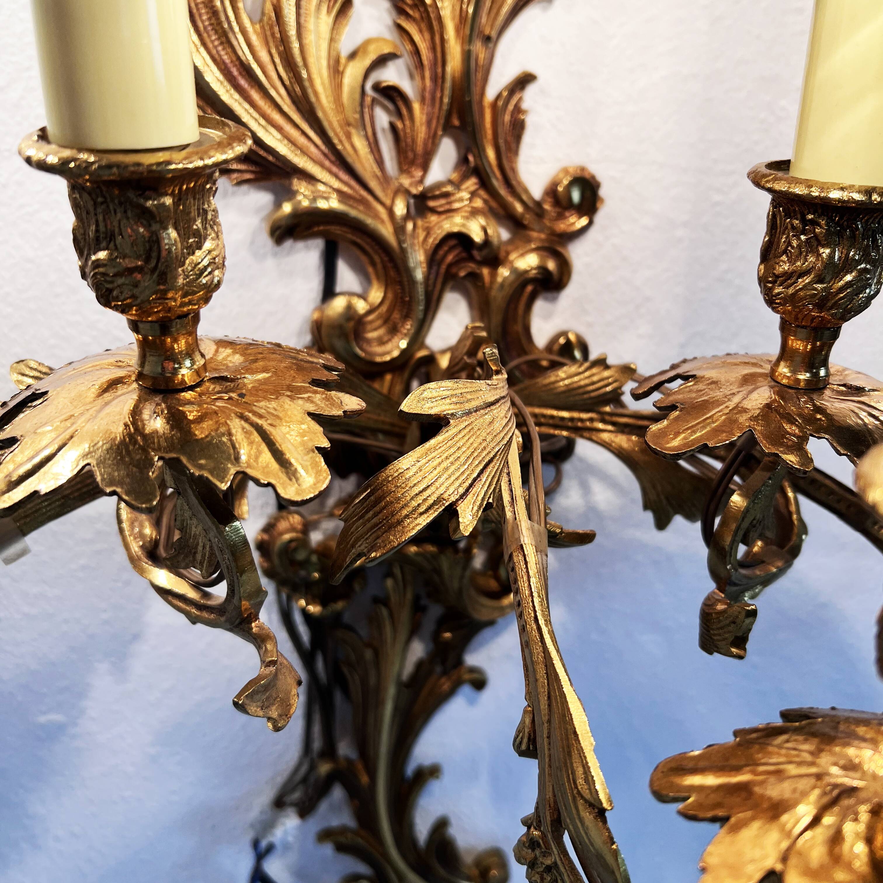 Louis XIV style brass wall lamp 9 arms