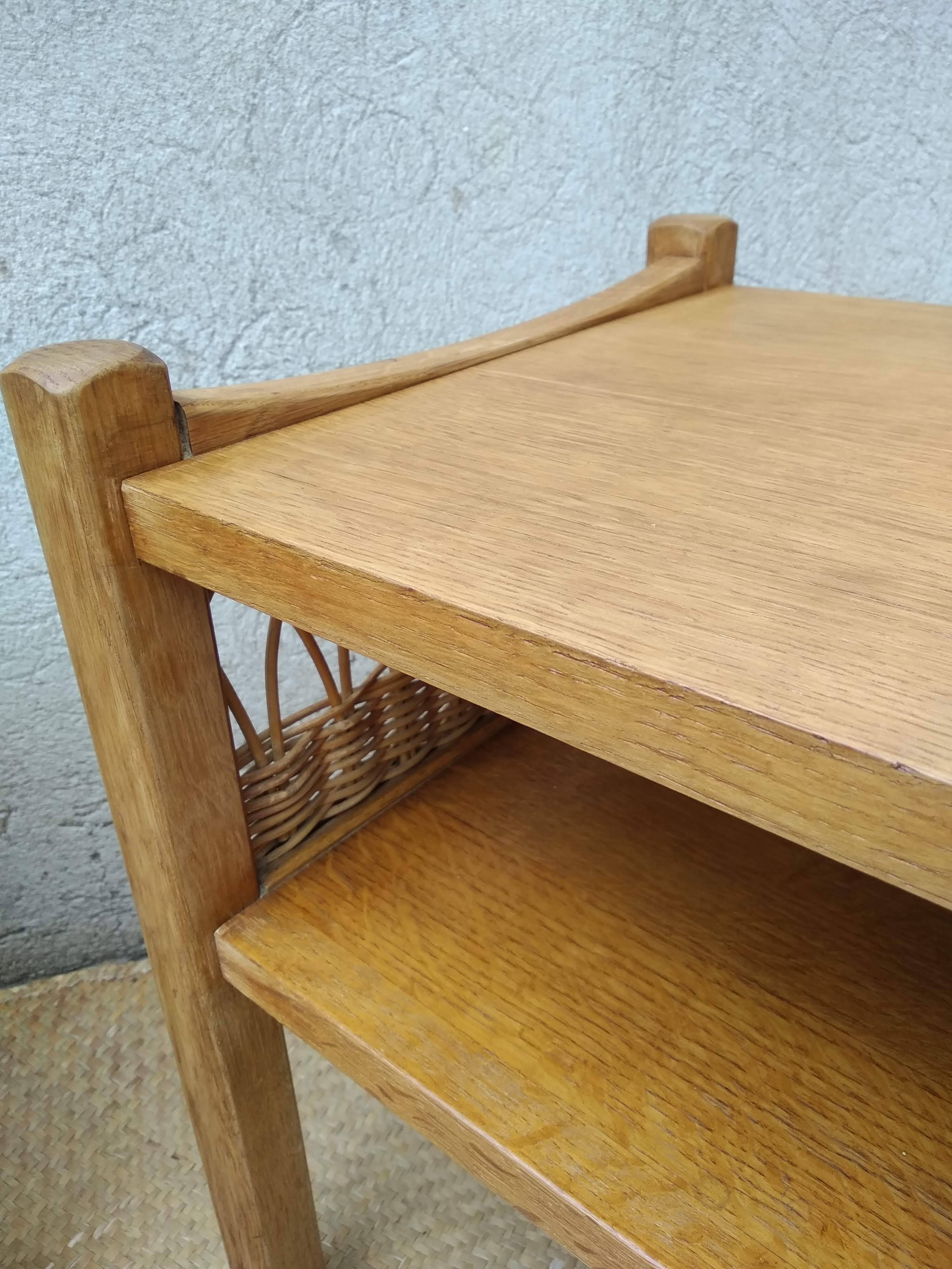 Paire de chevets bois et rotin
