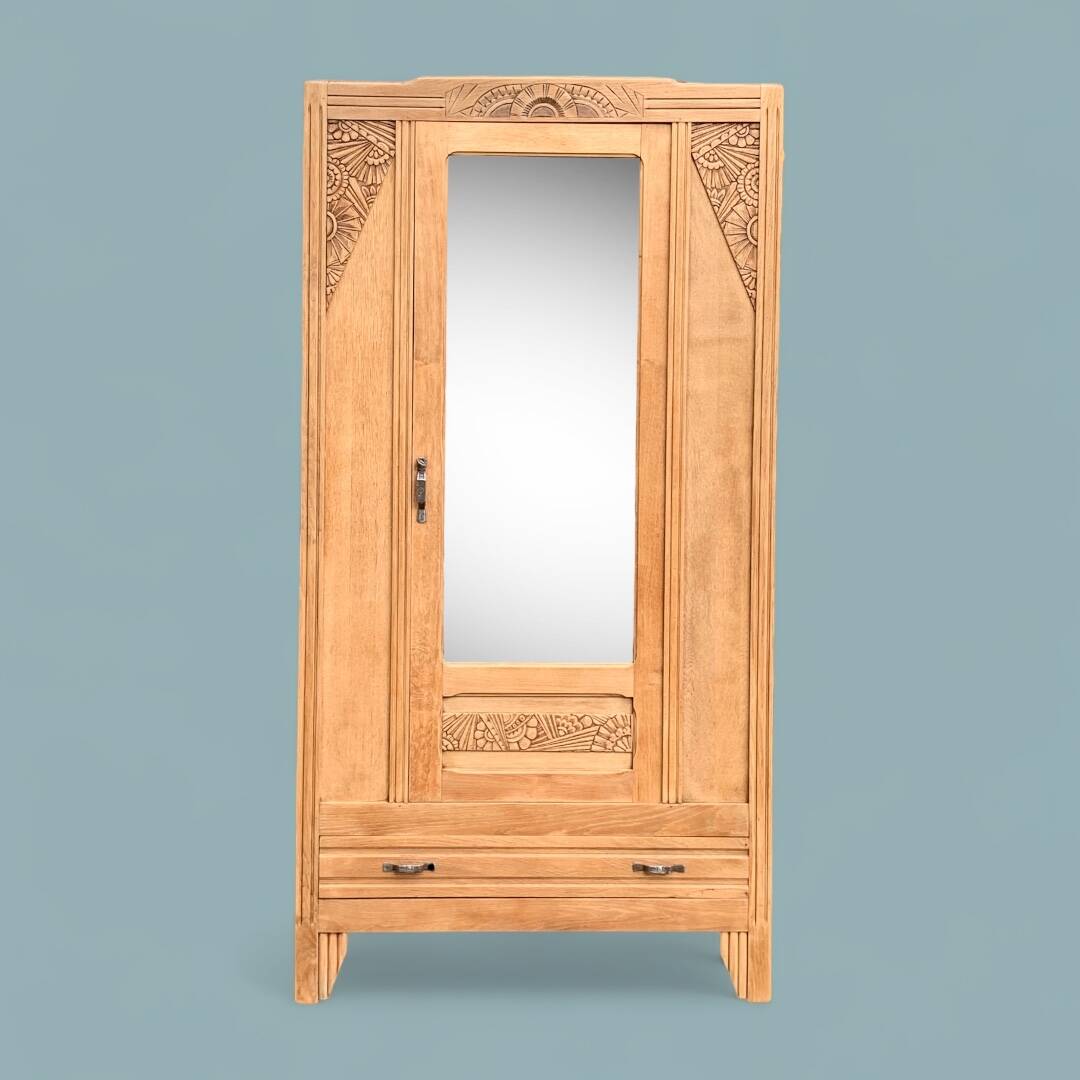 Parisian art deco cabinet in raw wood 1930