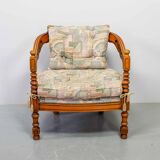 Giorgetti Gallery Collection Wooden Lounge Chairs w. Gobelin Upholstery 70s