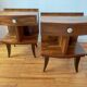 Pair of Art Deco bedside tables with flame veining, 1930s.