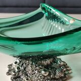 Murano/Glass Line Art Glass Sea Shell Trinket Dish. Diam 20