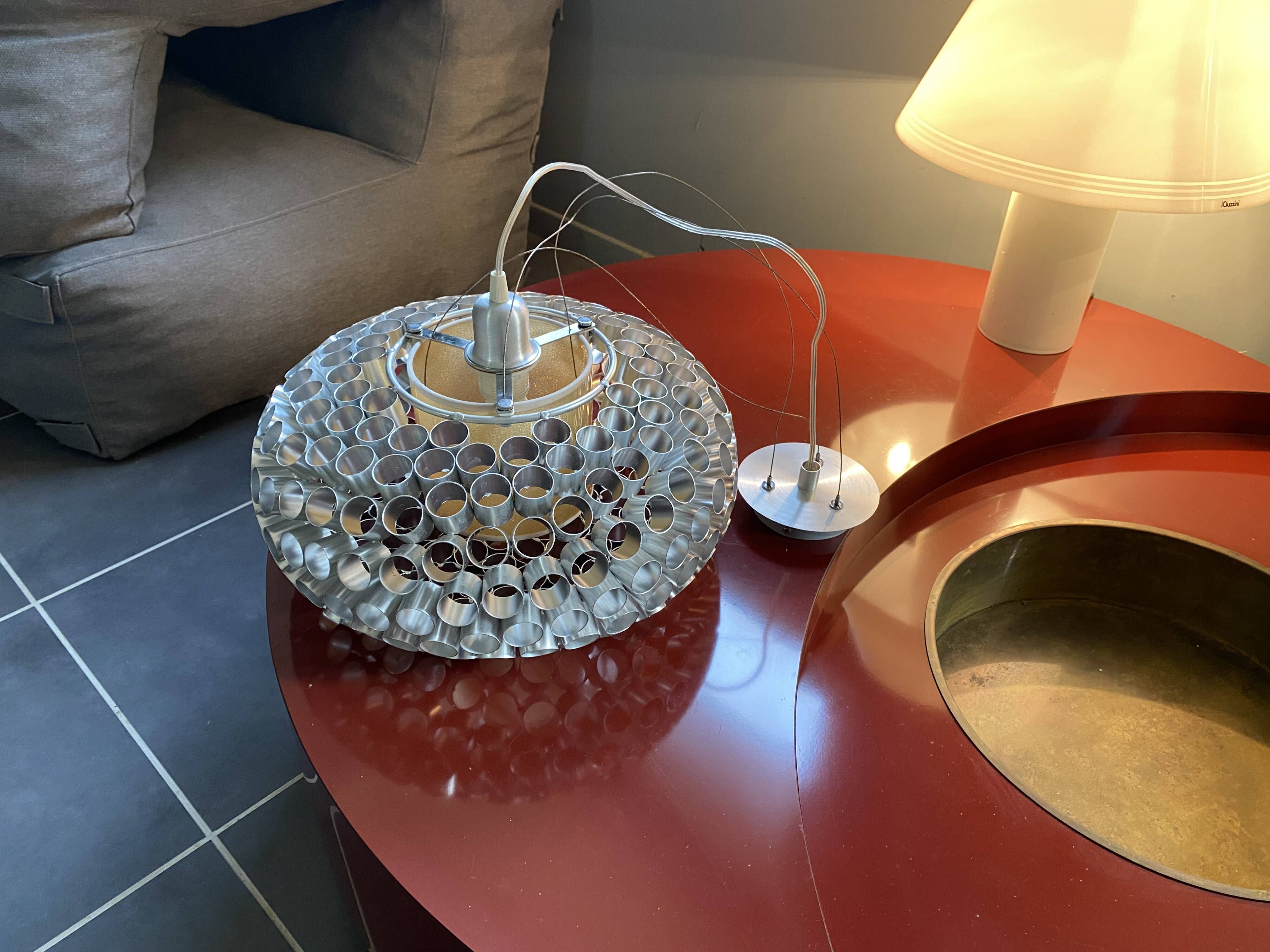 Suspension lamp aluminium Foscarini style vintage space age vintage 1980