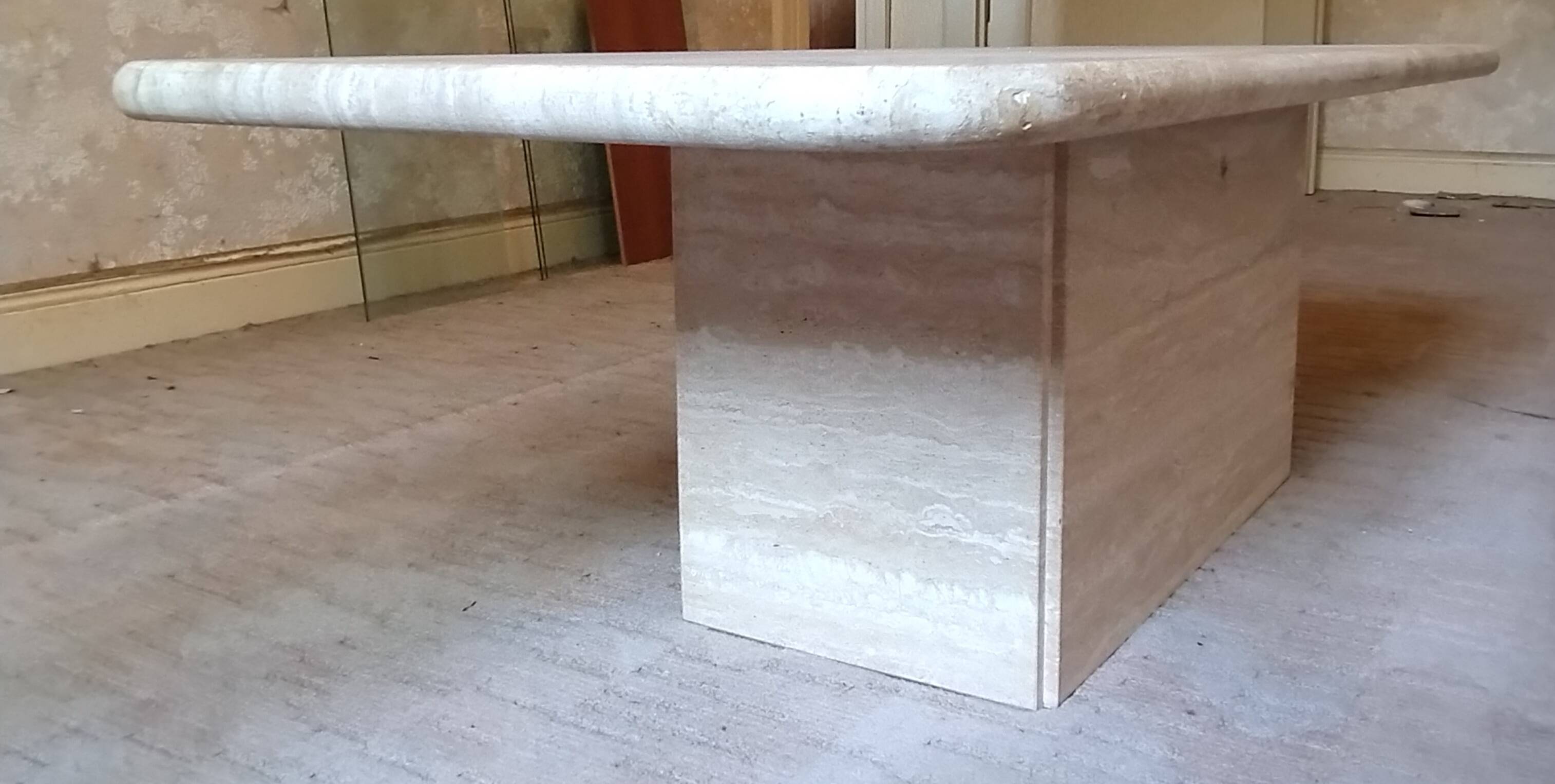 Beige Italian travertine coffee table