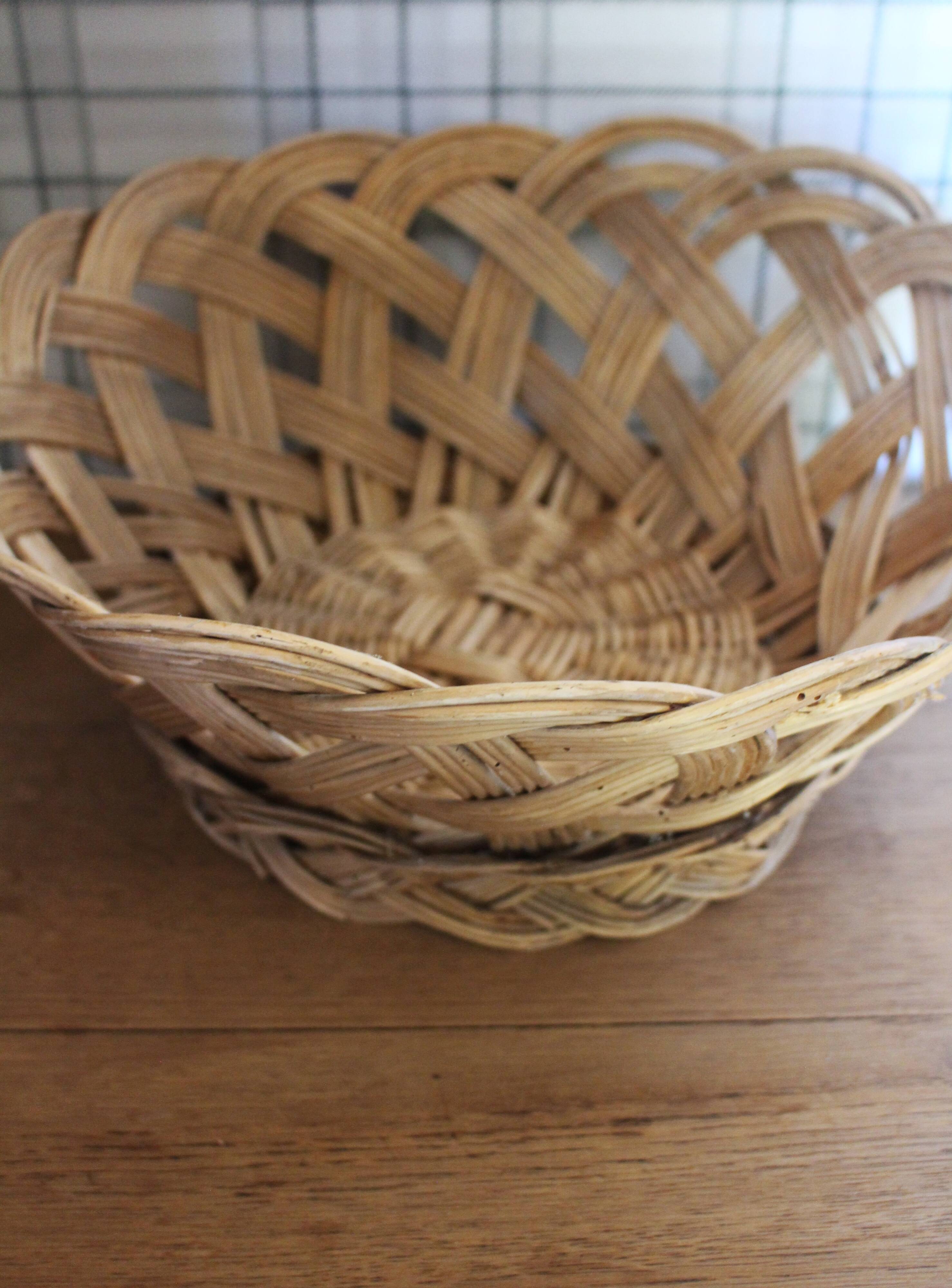 Large vintage woven wicker basket
