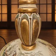 Lampadaire antique japonais peint à la main blanc et or (nouvel abat-jour)