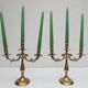 Pair of old brass candlesticks 3 branches