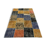 Tapis patchwork turc vintage affligé 218x150 cm laine moyenne