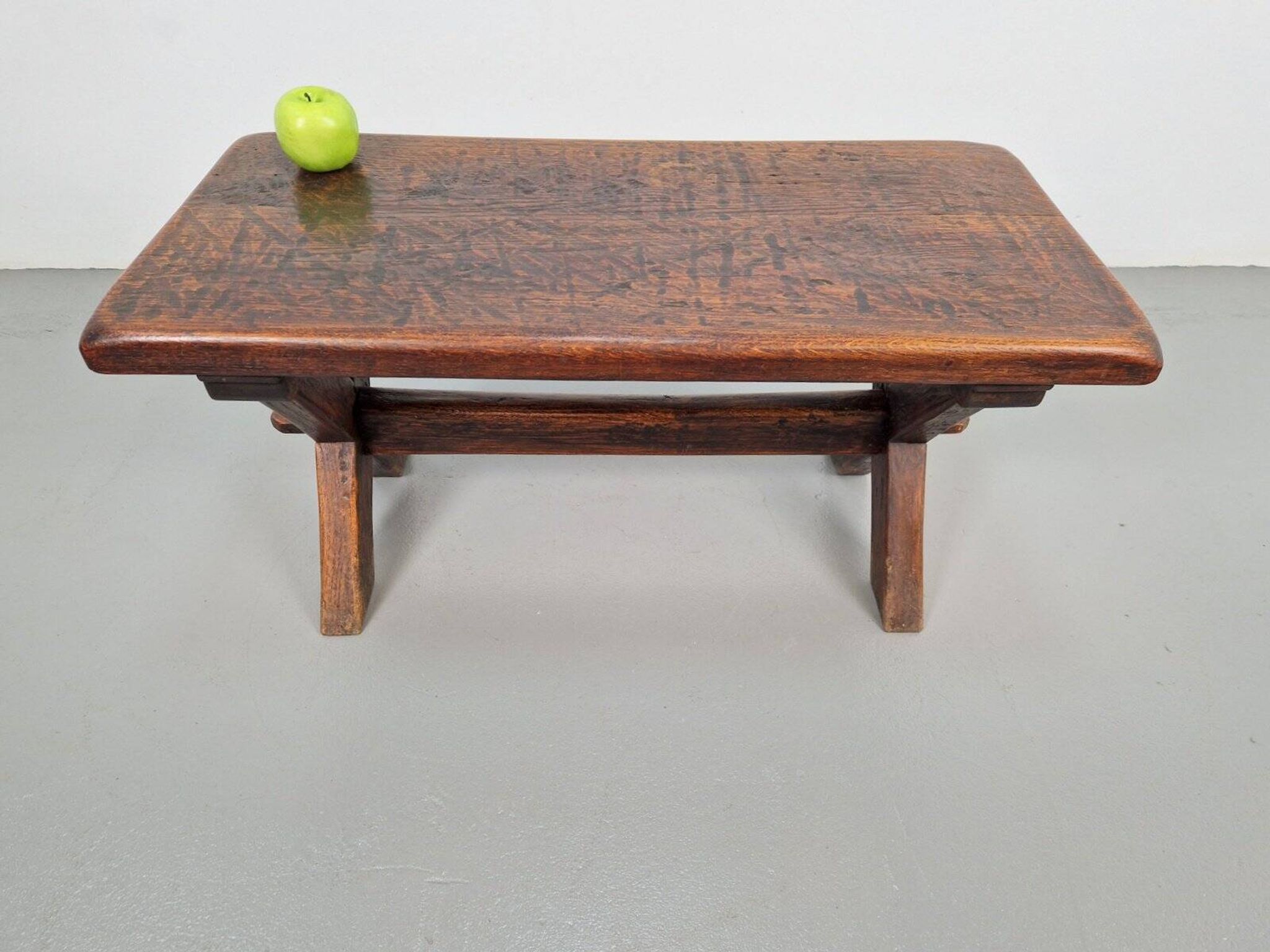 Brutalist Oak Cross Leg Coffee Table, Spain, 1930s