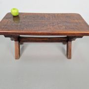 Brutalist Oak Cross Leg Coffee Table, Spain, 1930s