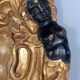 18th century carved wooden element, a cartouche surrounded by two women C478