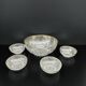 Salad bowl and 4 glass bowls with gilding, 1930 fruit salad service.
