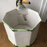 Vintage slip planter with Toucan decoration