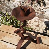 Brutalist wrought iron candle holder