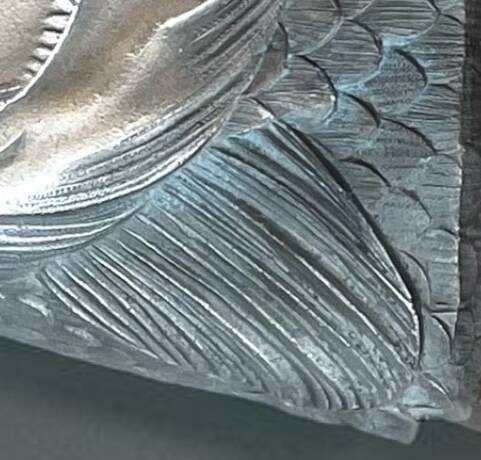 Large wooden and silver-plated fish board, 90 cm