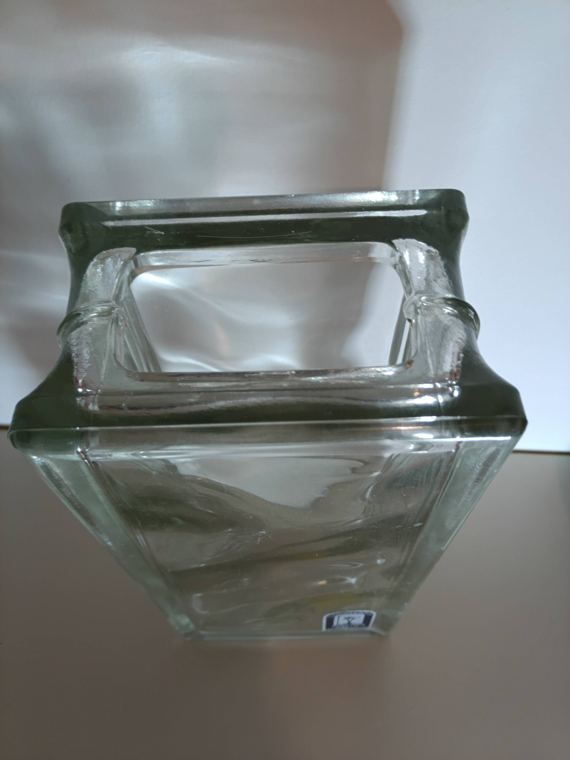 Vintage brick-shaped rectangular glass vase
