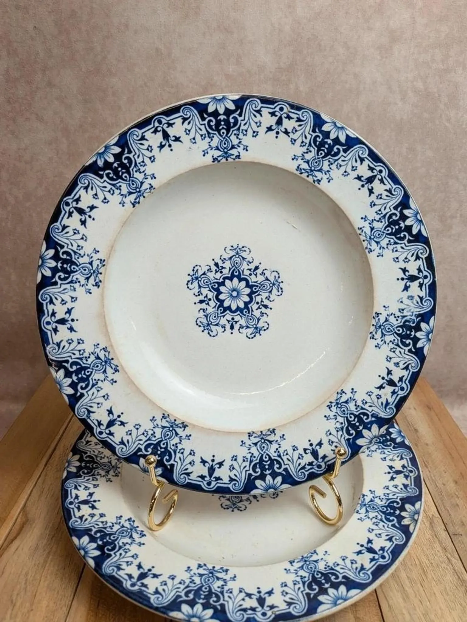 Set of 2 deep plates in ironstone Jules Vieillard Bordeaux – Rouen